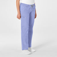 WonderWink WonderWORK Women's Straight Leg Cargo Scrub Pant - Ceil Blue