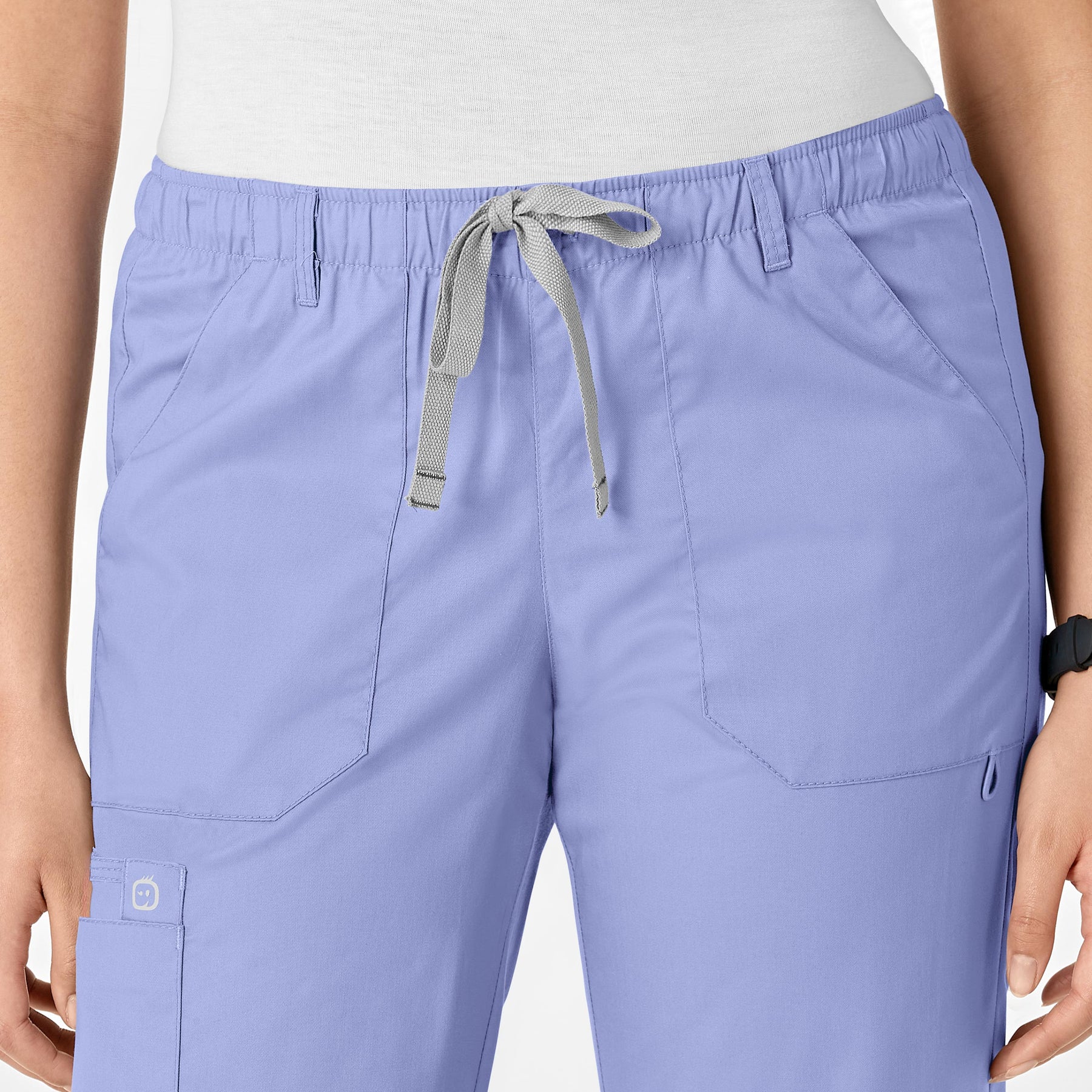 WonderWink WonderWORK Women's Straight Leg Cargo Scrub Pant - Ceil Blue