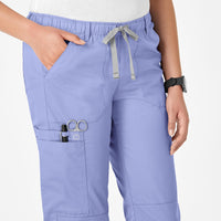 WonderWink WonderWORK Women's Straight Leg Cargo Scrub Pant - Ceil Blue