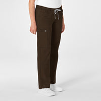 WonderWink WonderWORK Women's Straight Leg Cargo Scrub Pant - Chocolate