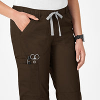 WonderWink WonderWORK Women's Straight Leg Cargo Scrub Pant - Chocolate