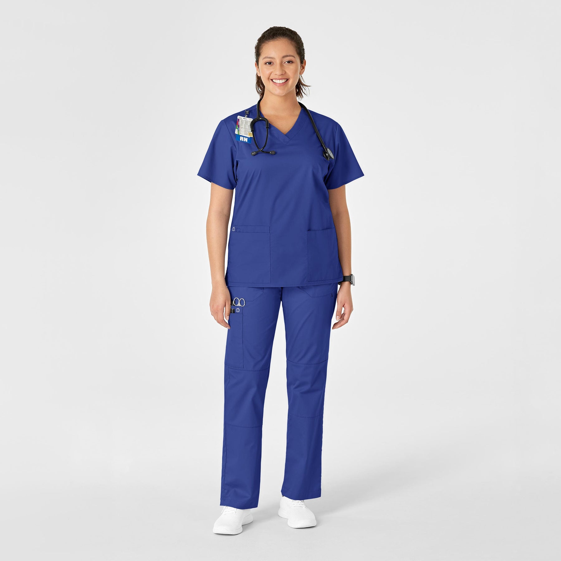 WonderWink WonderWORK Women's Straight Leg Cargo Scrub Pant - Galaxy Blue