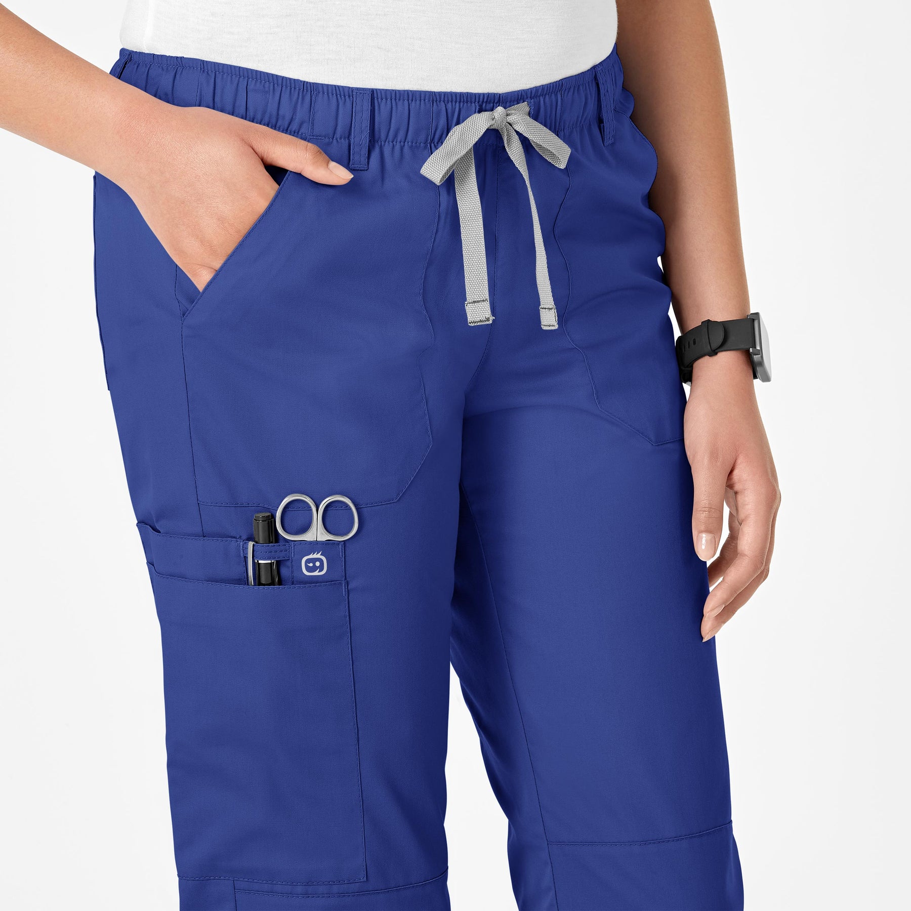 WonderWink WonderWORK Women's Straight Leg Cargo Scrub Pant - Galaxy Blue