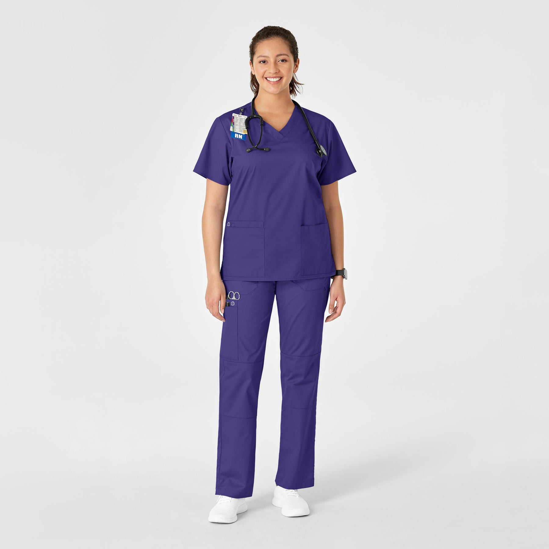 WonderWink WonderWORK Women's Straight Leg Cargo Scrub Pant - Grape