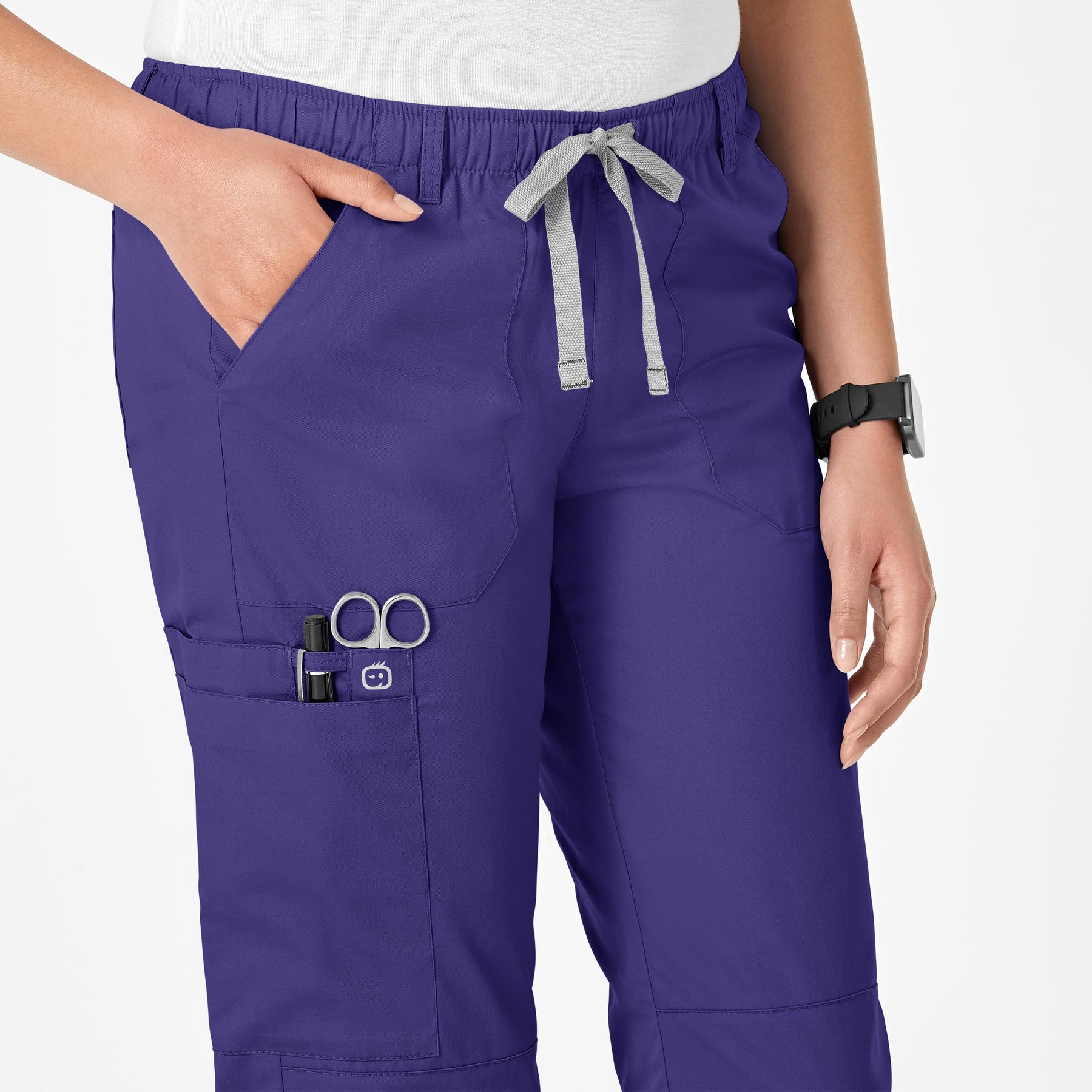 WonderWink WonderWORK Women's Straight Leg Cargo Scrub Pant - Grape