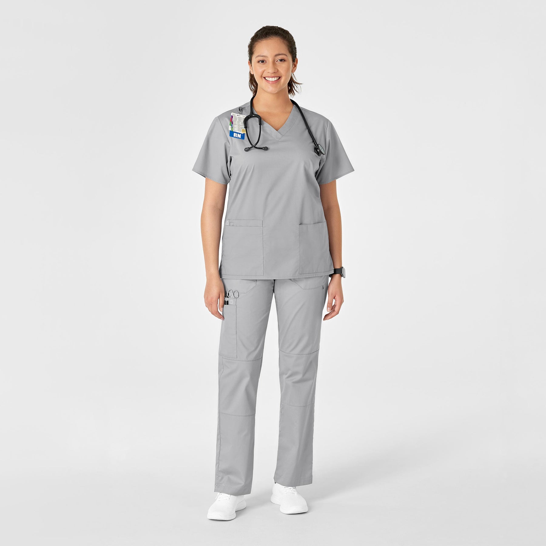WonderWink WonderWORK Women's Straight Leg Cargo Scrub Pant - Grey