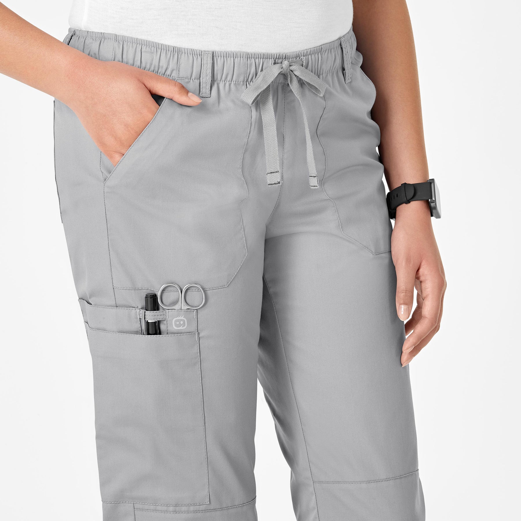 WonderWink WonderWORK Women's Straight Leg Cargo Scrub Pant - Grey
