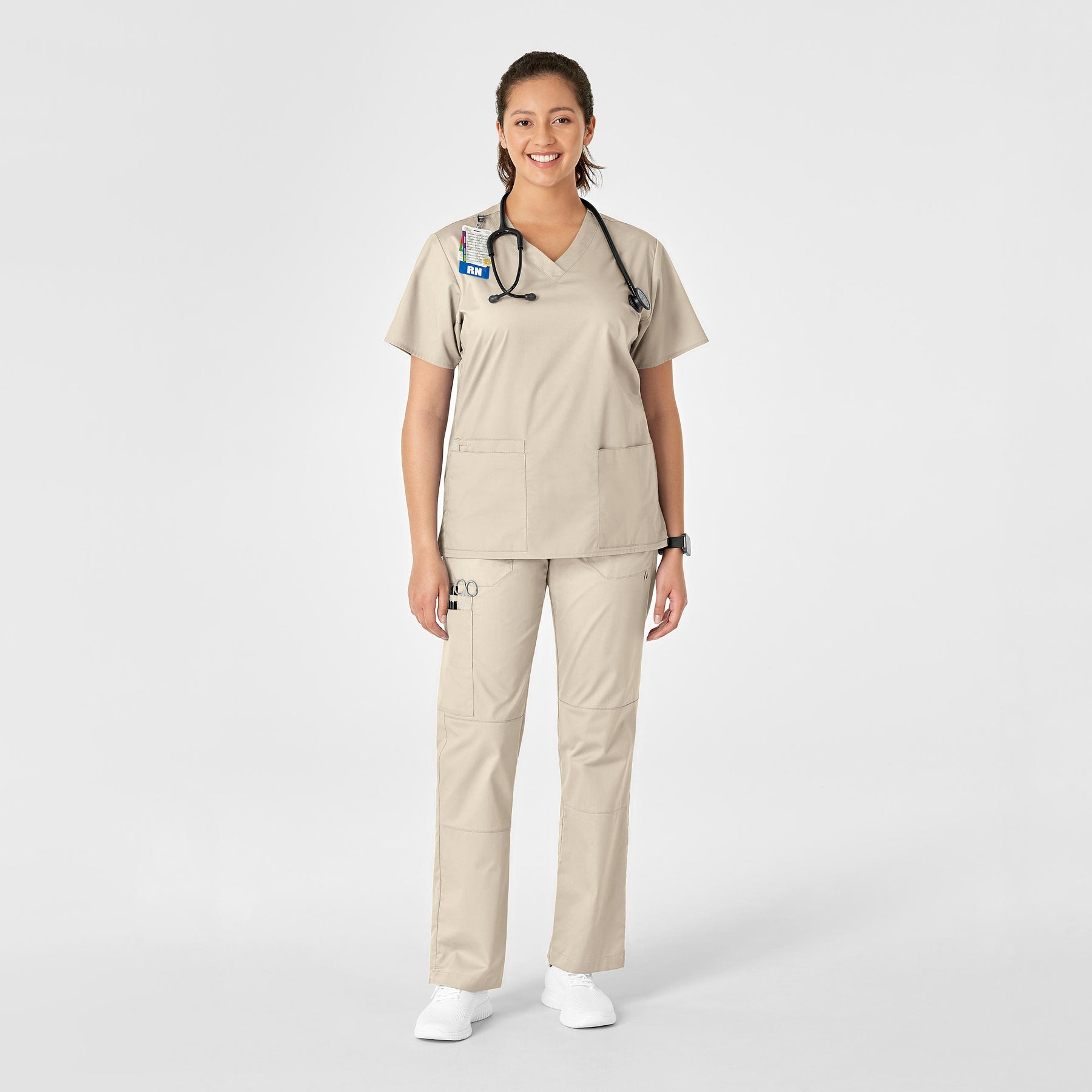 WonderWink WonderWORK Women's Straight Leg Cargo Scrub Pant - Khaki