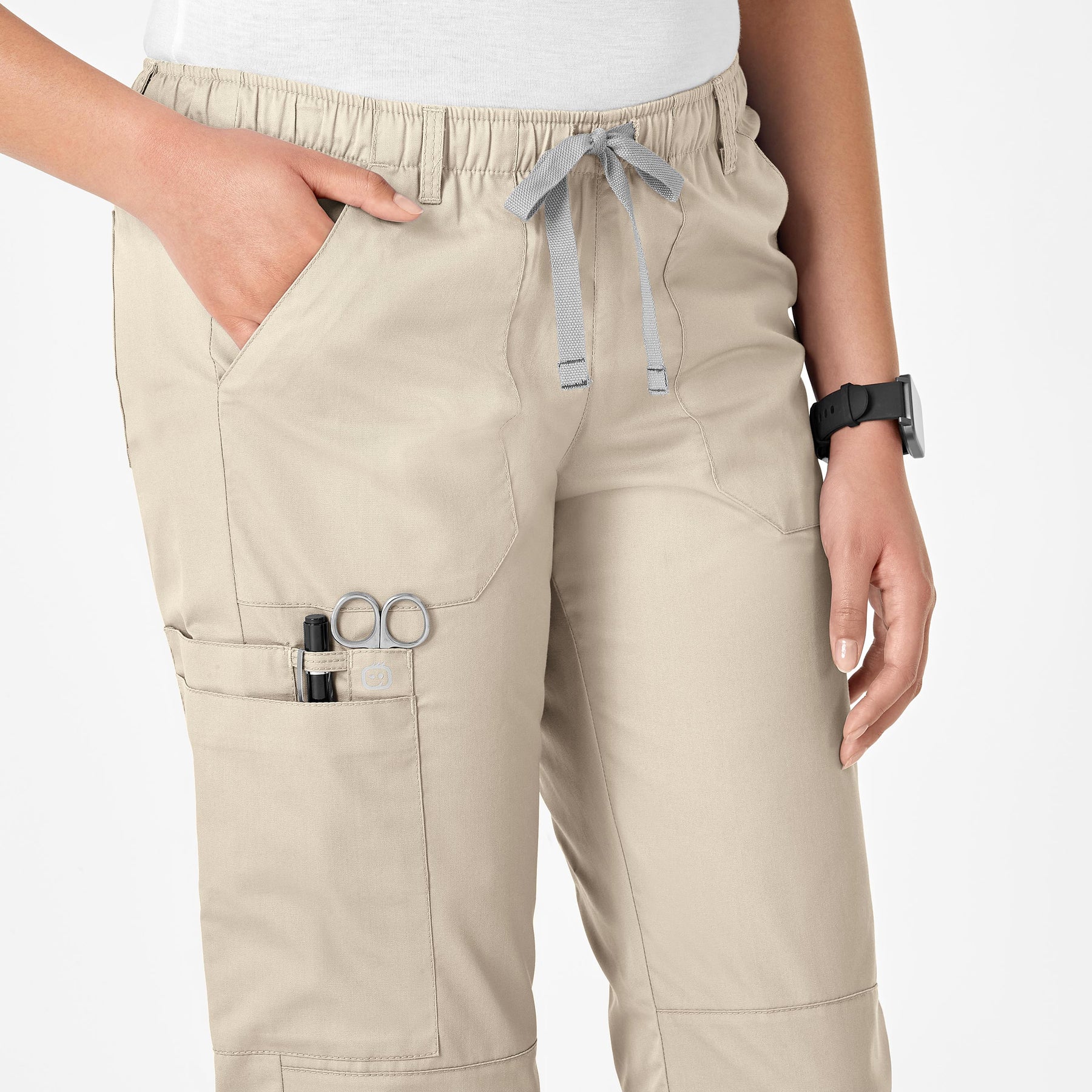 WonderWink WonderWORK Women's Straight Leg Cargo Scrub Pant - Khaki