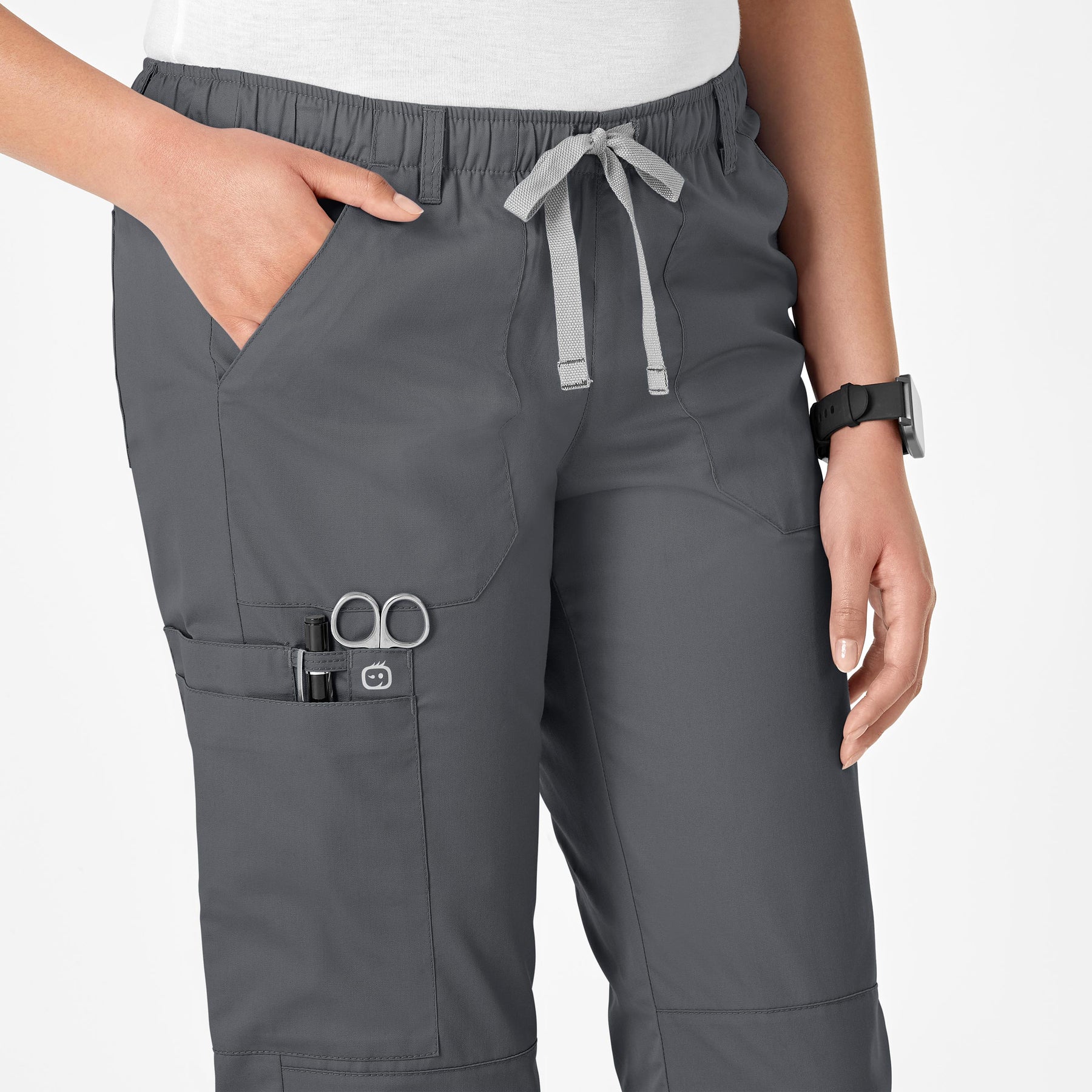 WonderWink WonderWORK Women's Straight Leg Cargo Scrub Pant - Pewter
