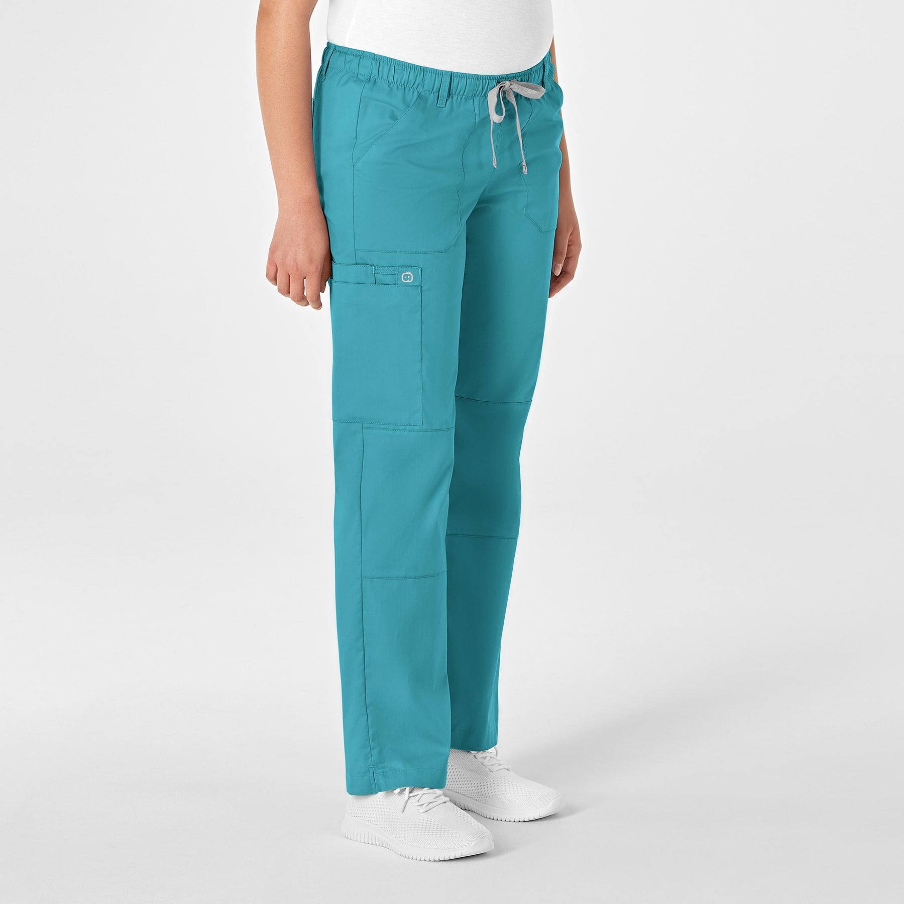 WonderWink WonderWORK Women's Straight Leg Cargo Scrub Pant - Teal Blue