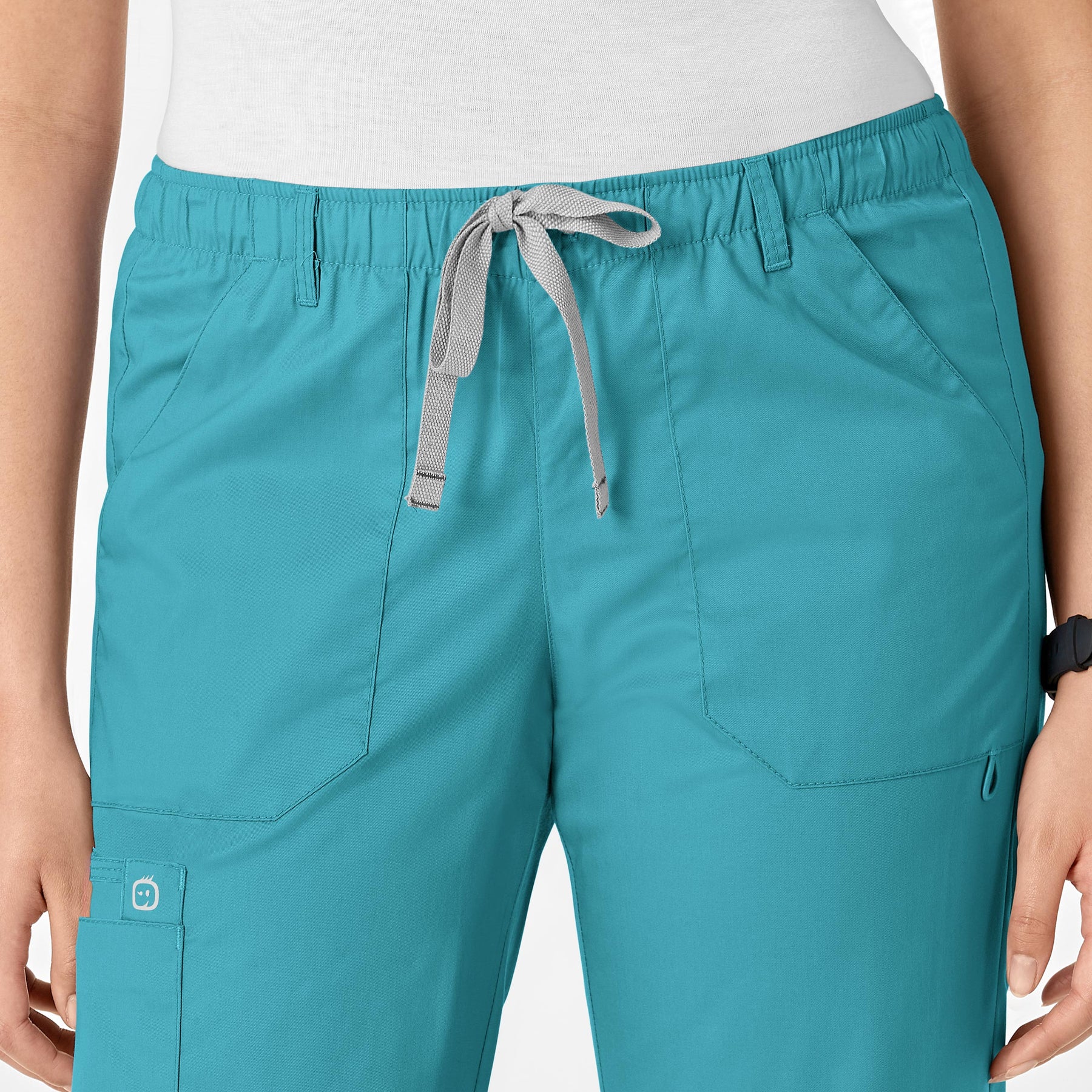 WonderWink WonderWORK Women's Straight Leg Cargo Scrub Pant - Teal Blue