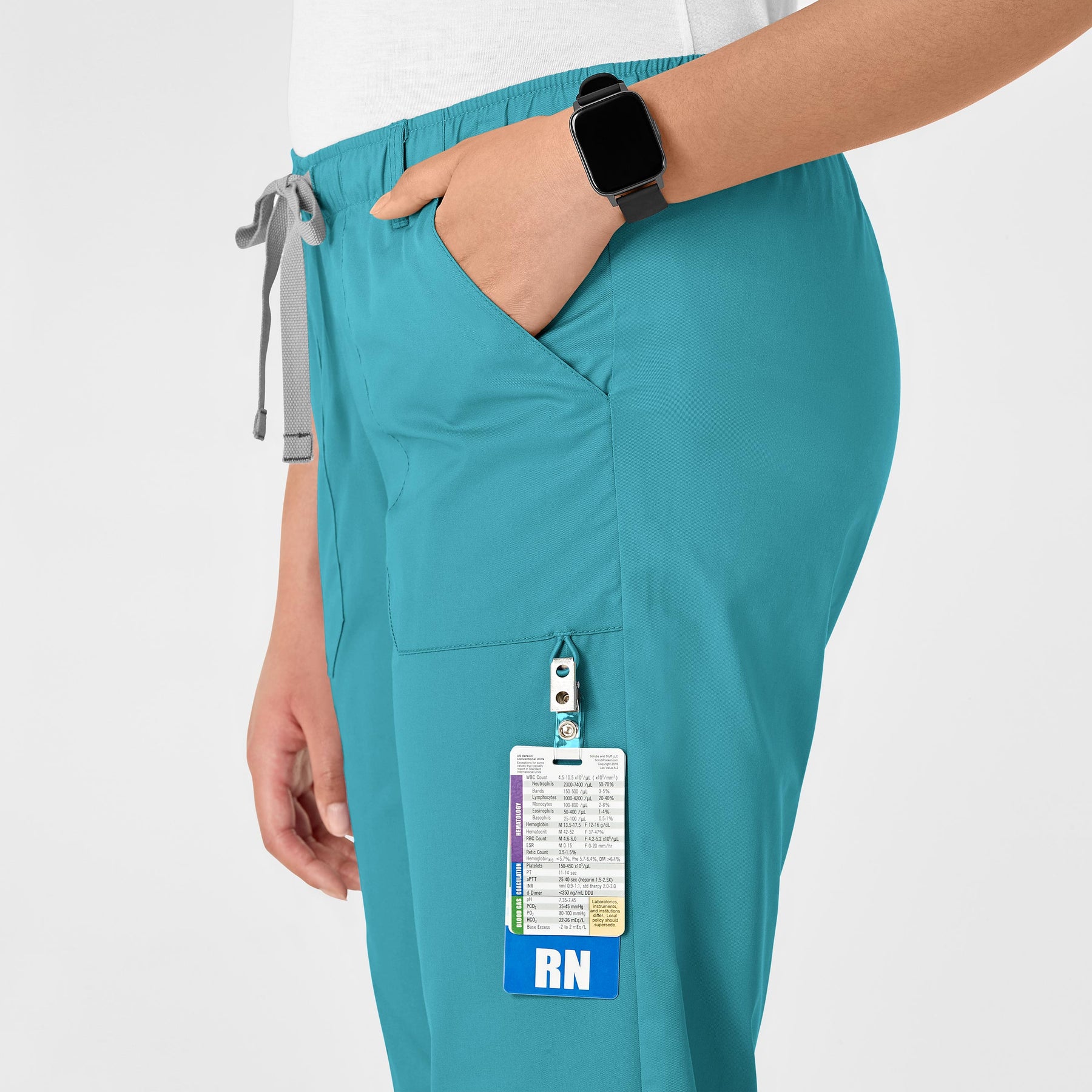 WonderWink WonderWORK Women's Straight Leg Cargo Scrub Pant - Teal Blue