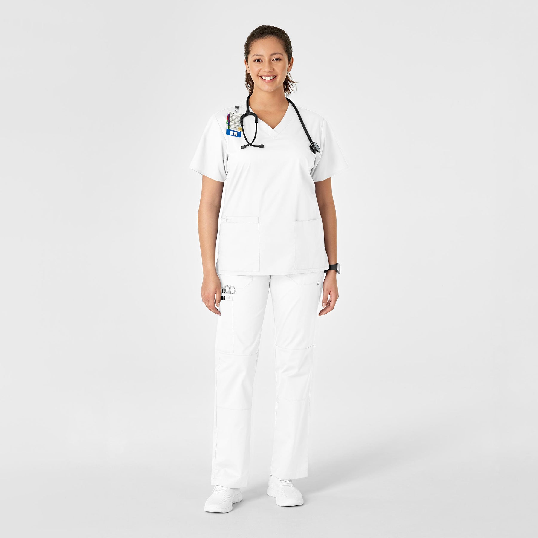 WonderWink WonderWORK Women's Straight Leg Cargo Scrub Pant - White