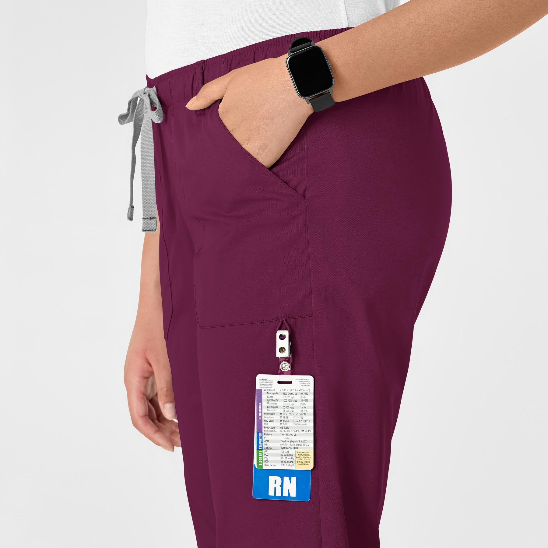 WonderWink WonderWORK Women's Straight Leg Cargo Scrub Pant - Wine