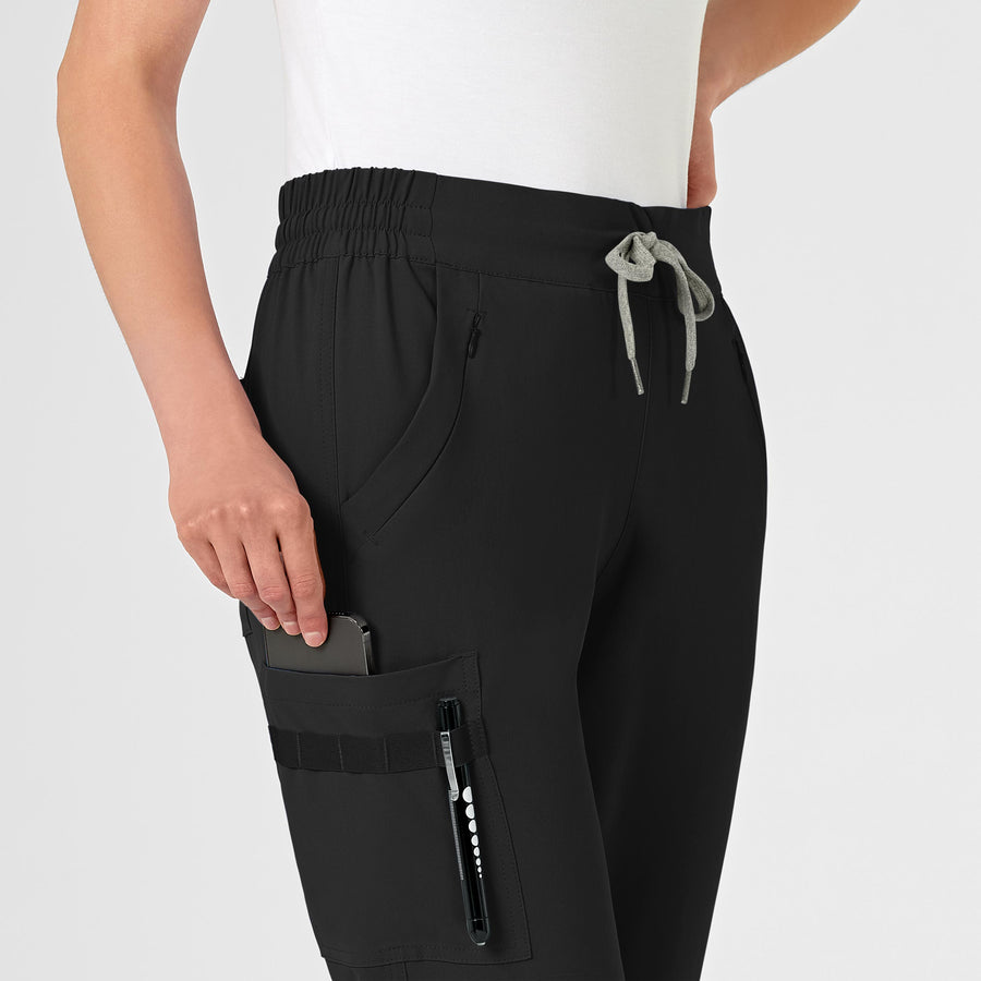 WonderWink RENEW Women's Jogger Scrub Pant - Black cargo pocket