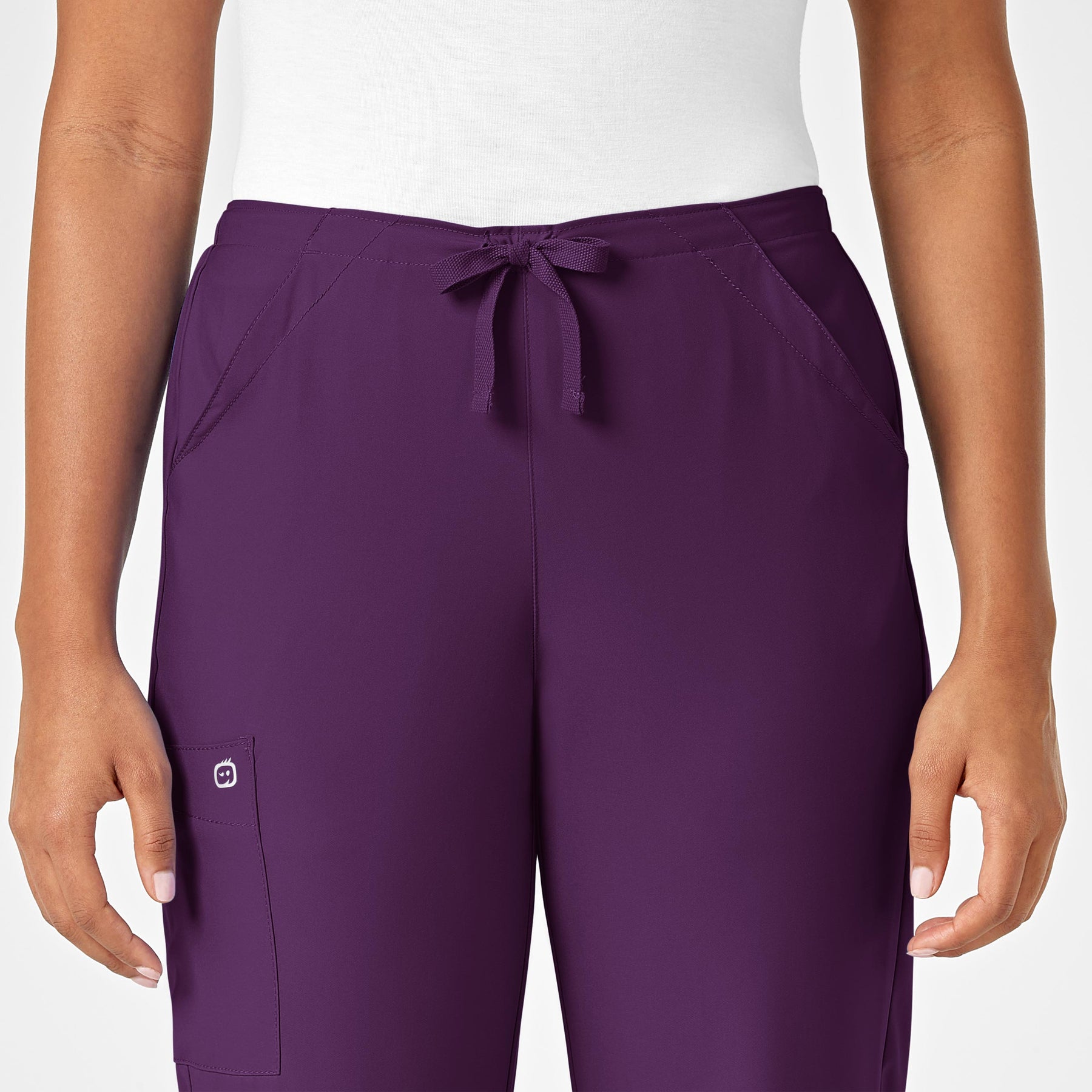 W123 Women's Drawstring Scrub Pant - Eggplant