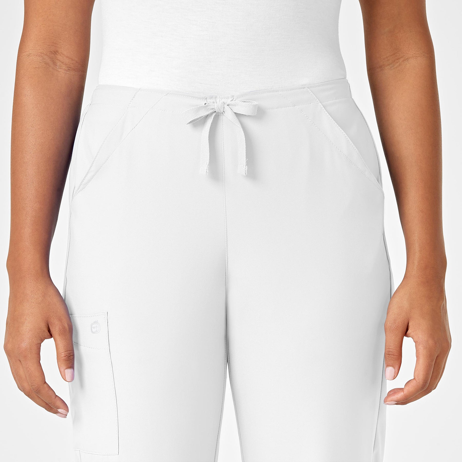 W123 Women's Drawstring Scrub Pant - White