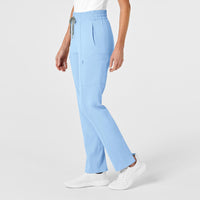 RENEW Women's High Waist Slim Leg Scrub Pant - Powder Blue side view