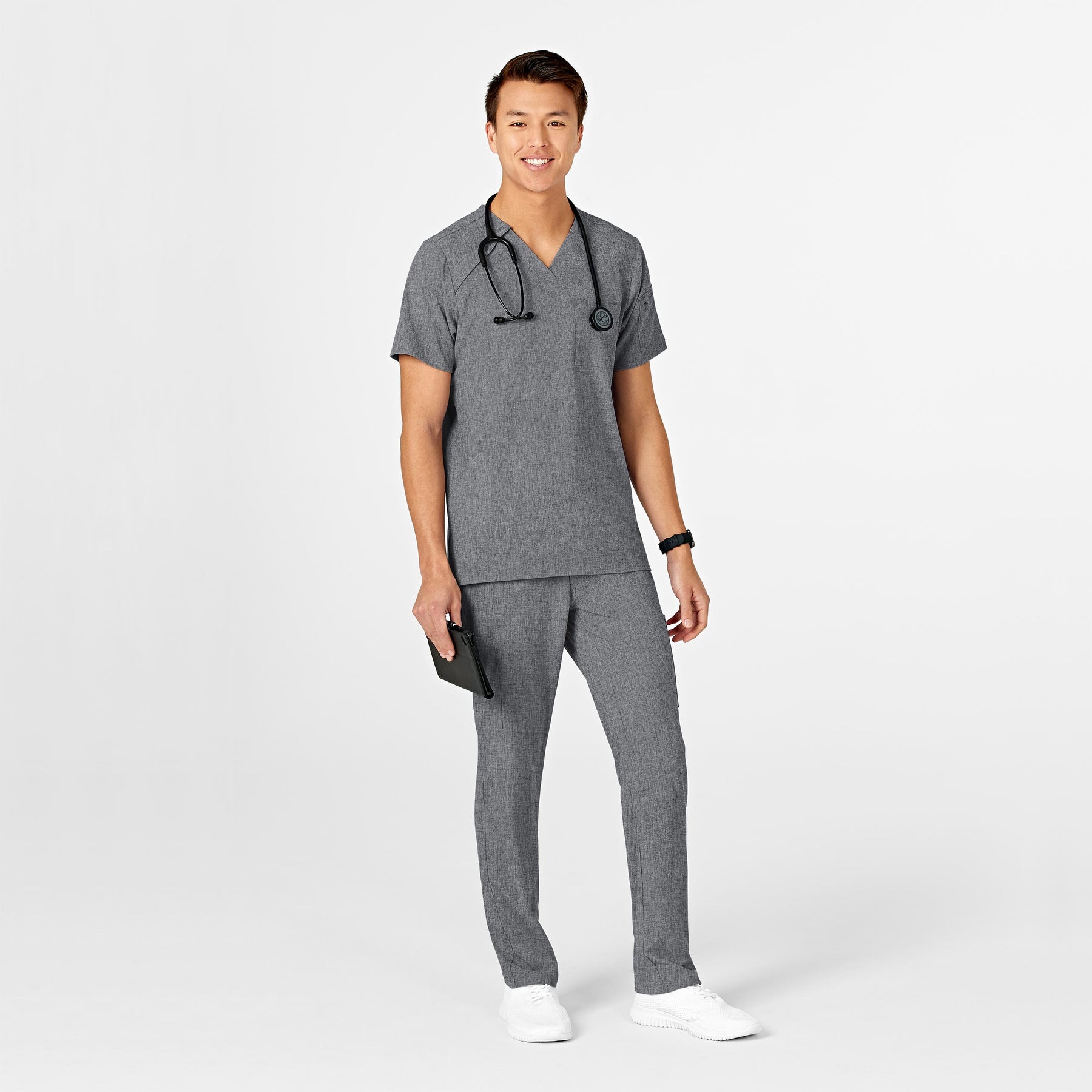 RENEW Mens Straight Slim Scrub Pant - Grey Heather