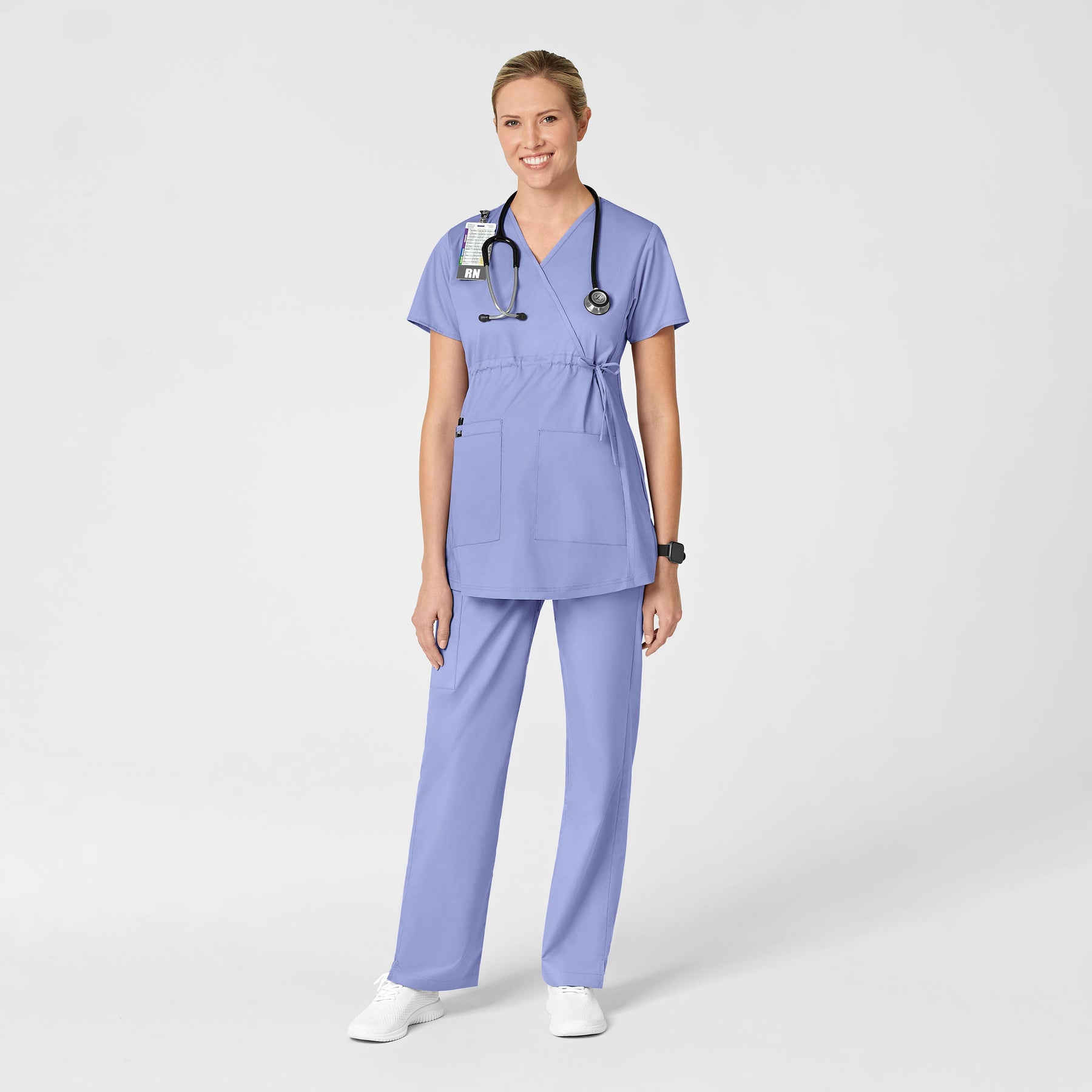 WonderWORK Maternity Cargo Scrub Pant - Ceil Blue