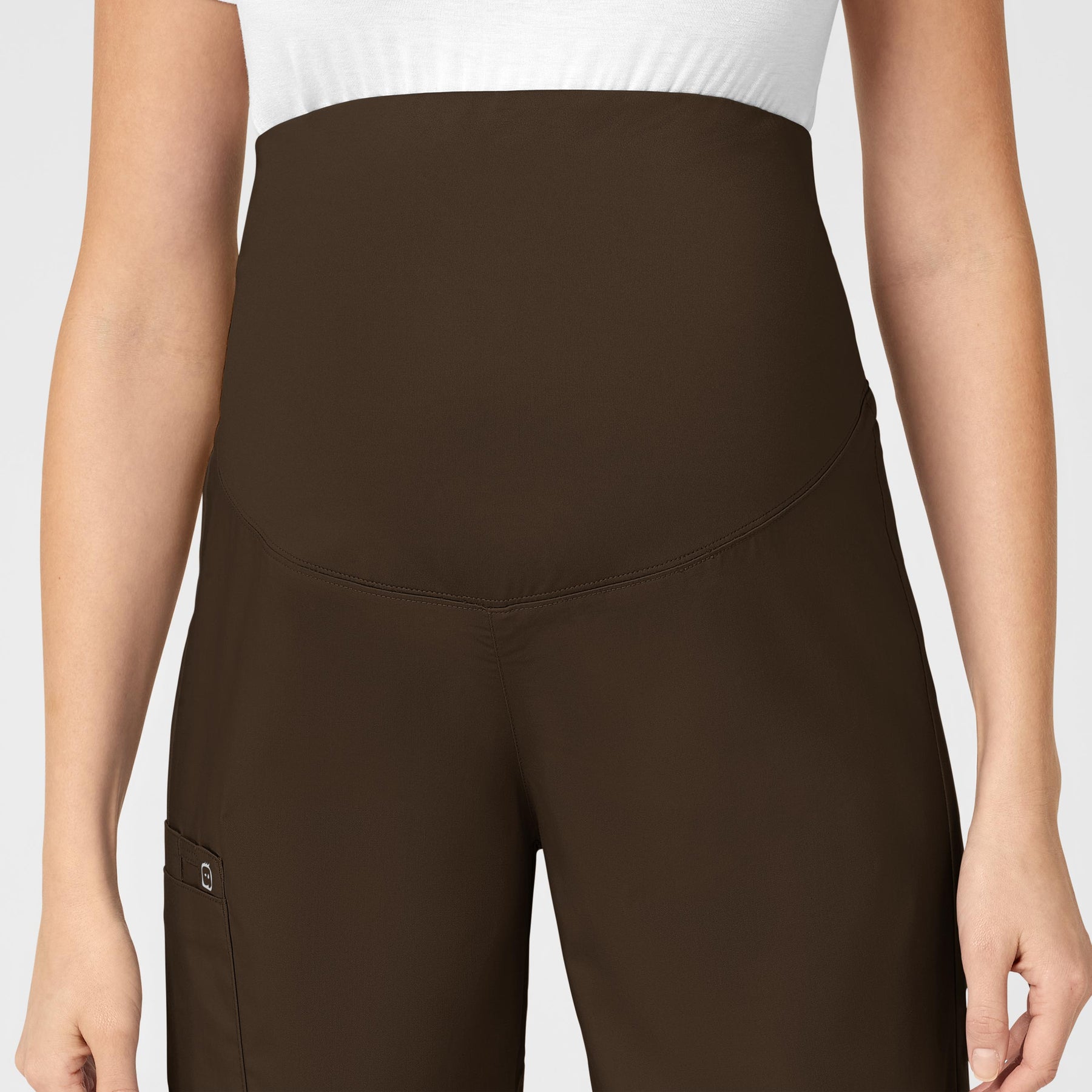 WonderWORK Maternity Cargo Scrub Pant - Chocolate