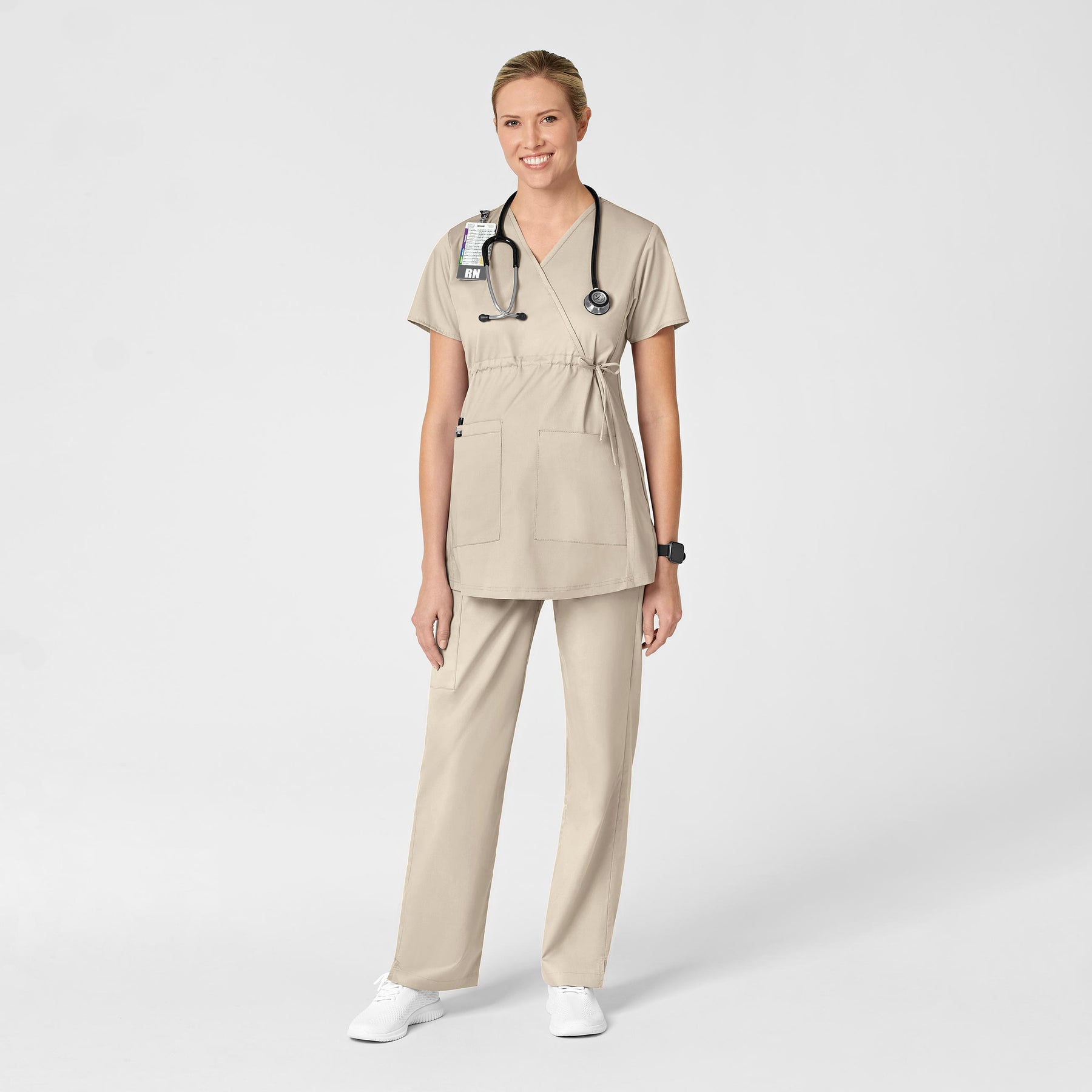 WonderWORK Maternity Cargo Scrub Pant - Khaki