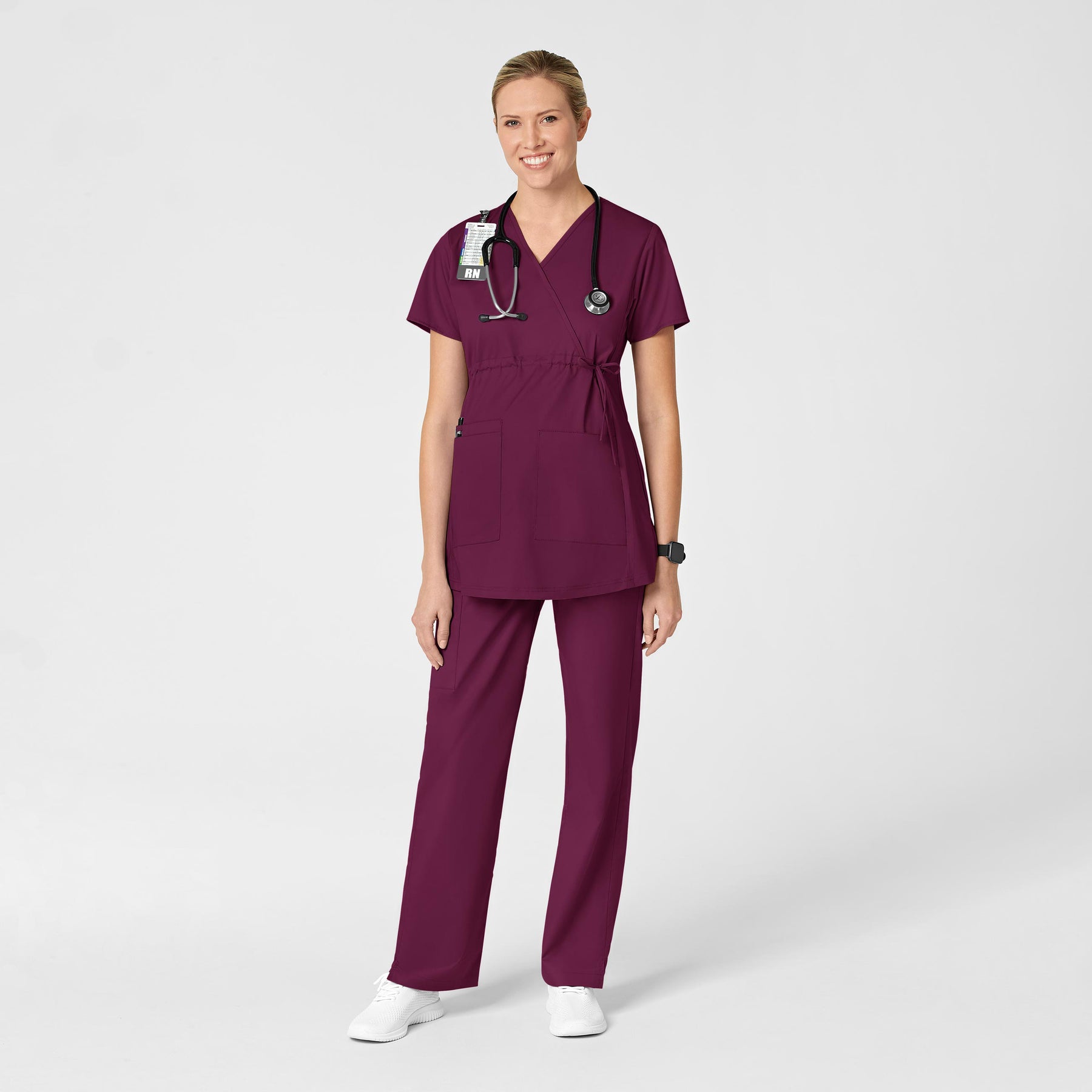 WonderWORK Maternity Cargo Scrub Pant - Wine