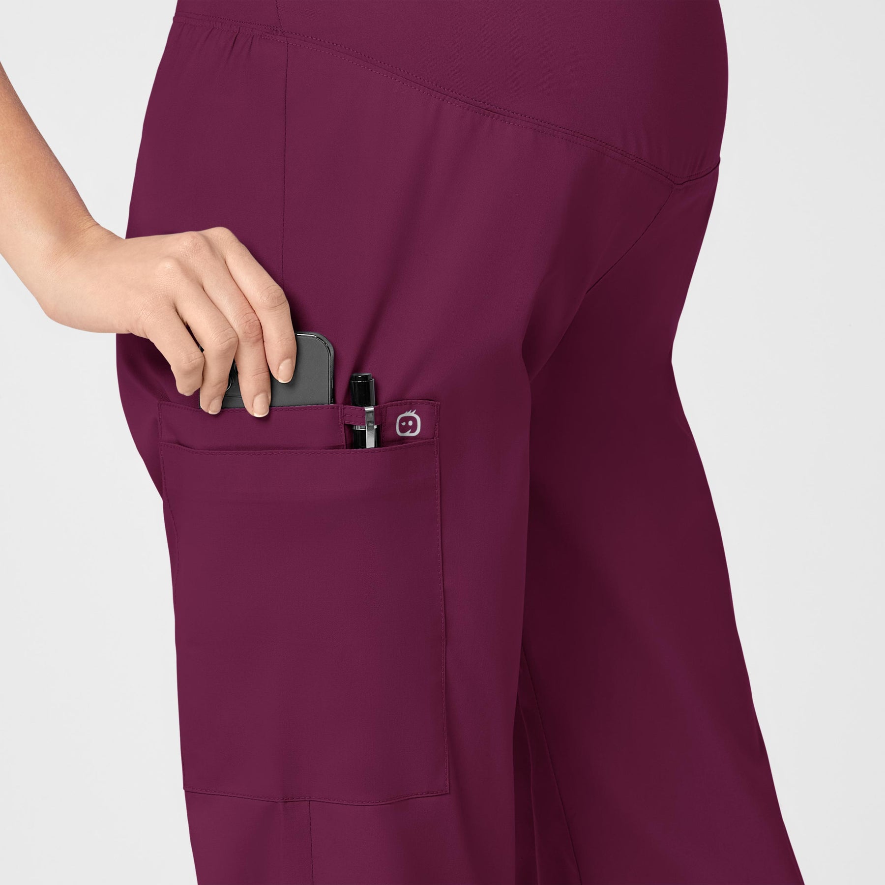 WonderWORK Maternity Cargo Scrub Pant - Wine
