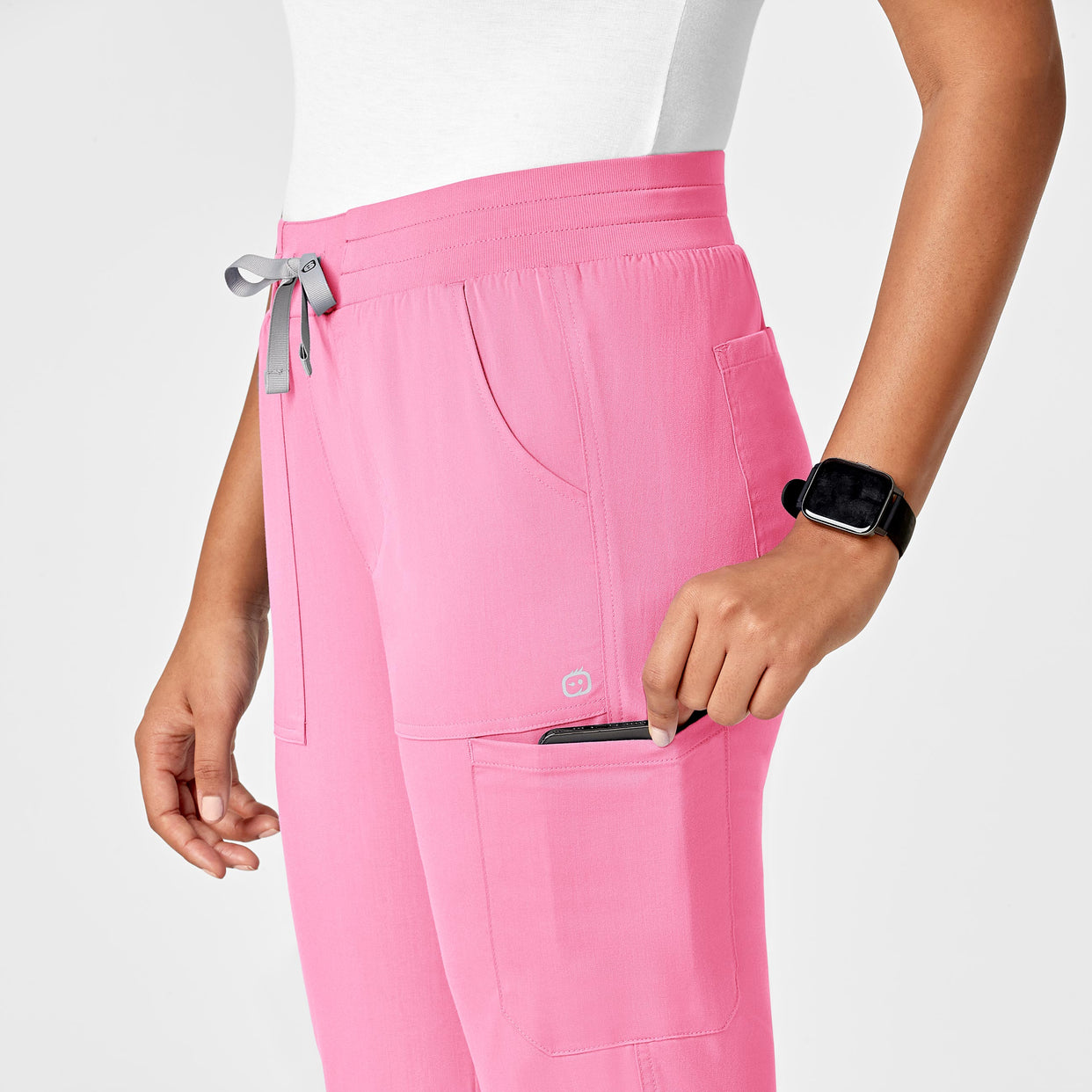 PRO Women's Slim Leg Cargo Scrub Pant - Pink Blossom