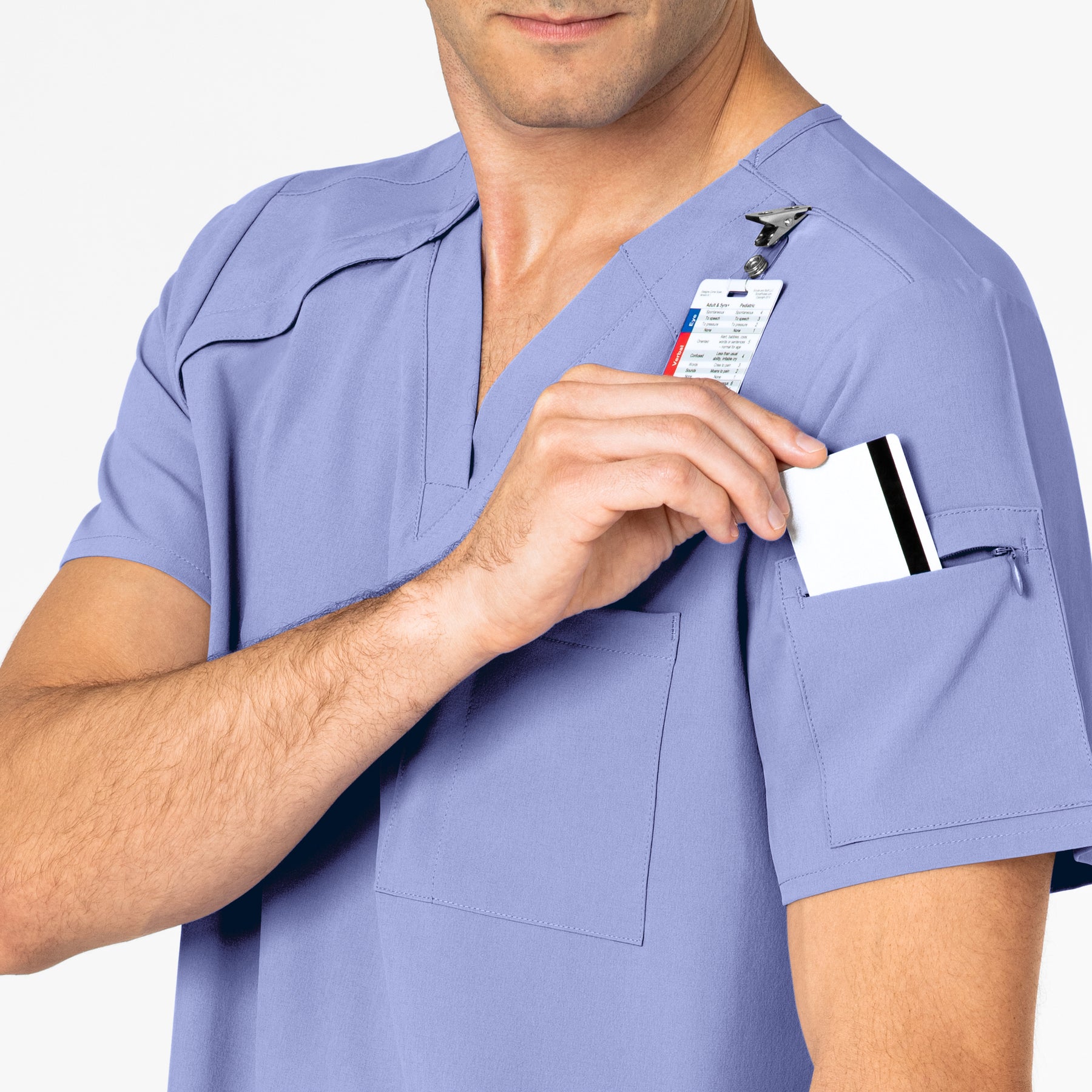 RENEW Men's EZ Zip Scrub Top - Ceil Blue