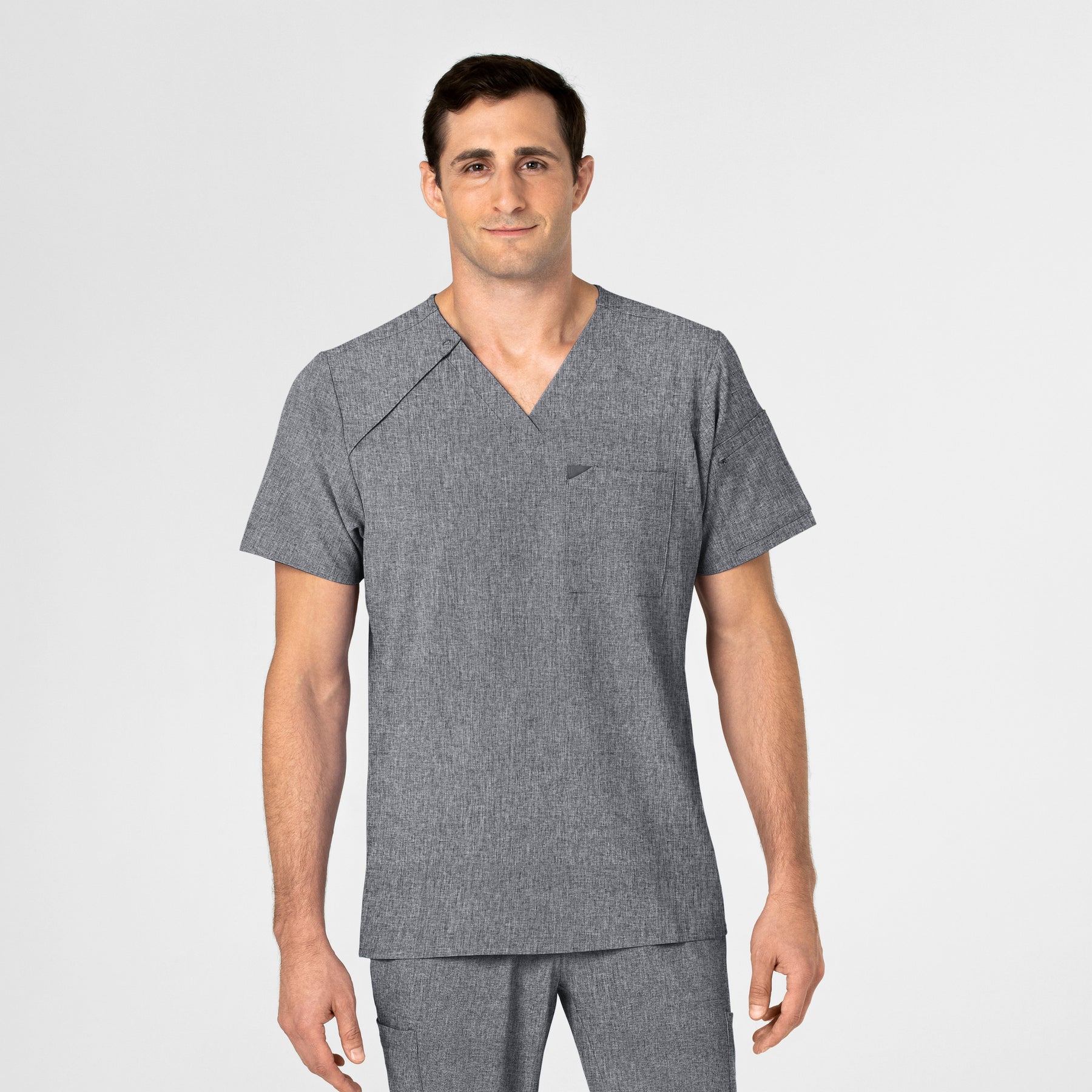 Heather Grey EZ Zip Scrub Top