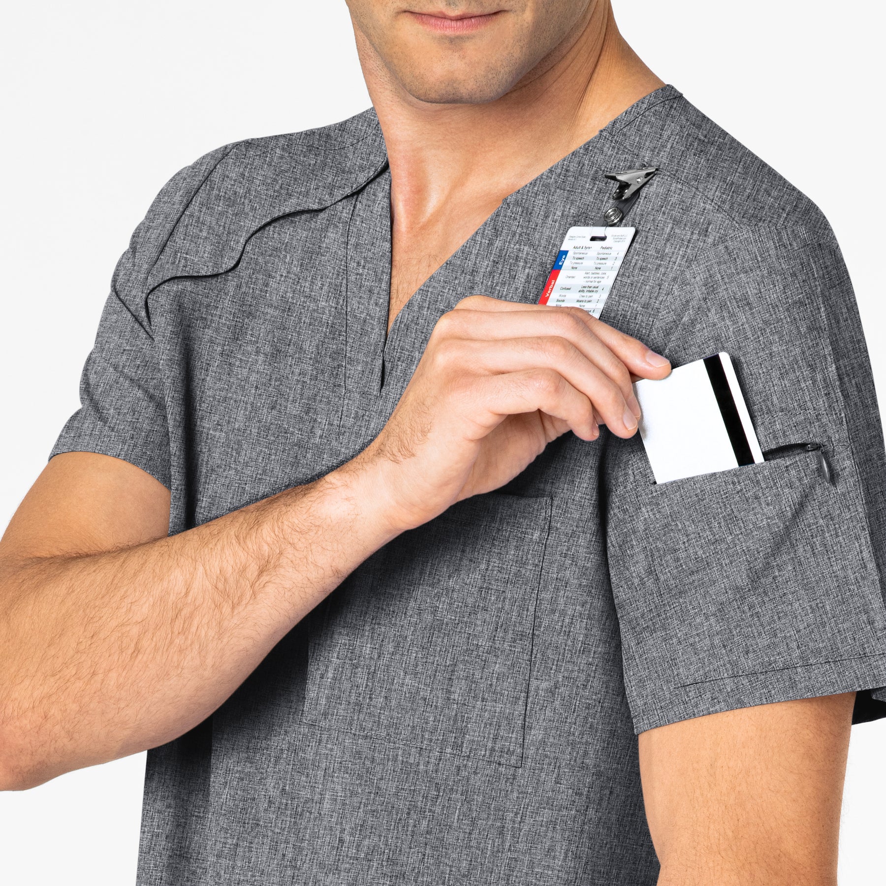 RENEW Men's EZ Zip Scrub Top - Grey Heather