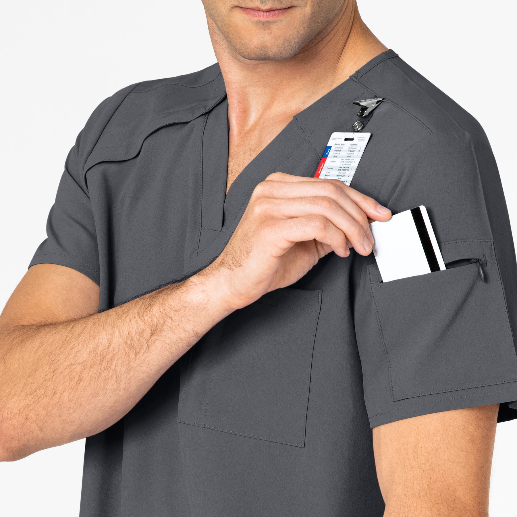 RENEW Men's EZ Zip Scrub Top - Pewter