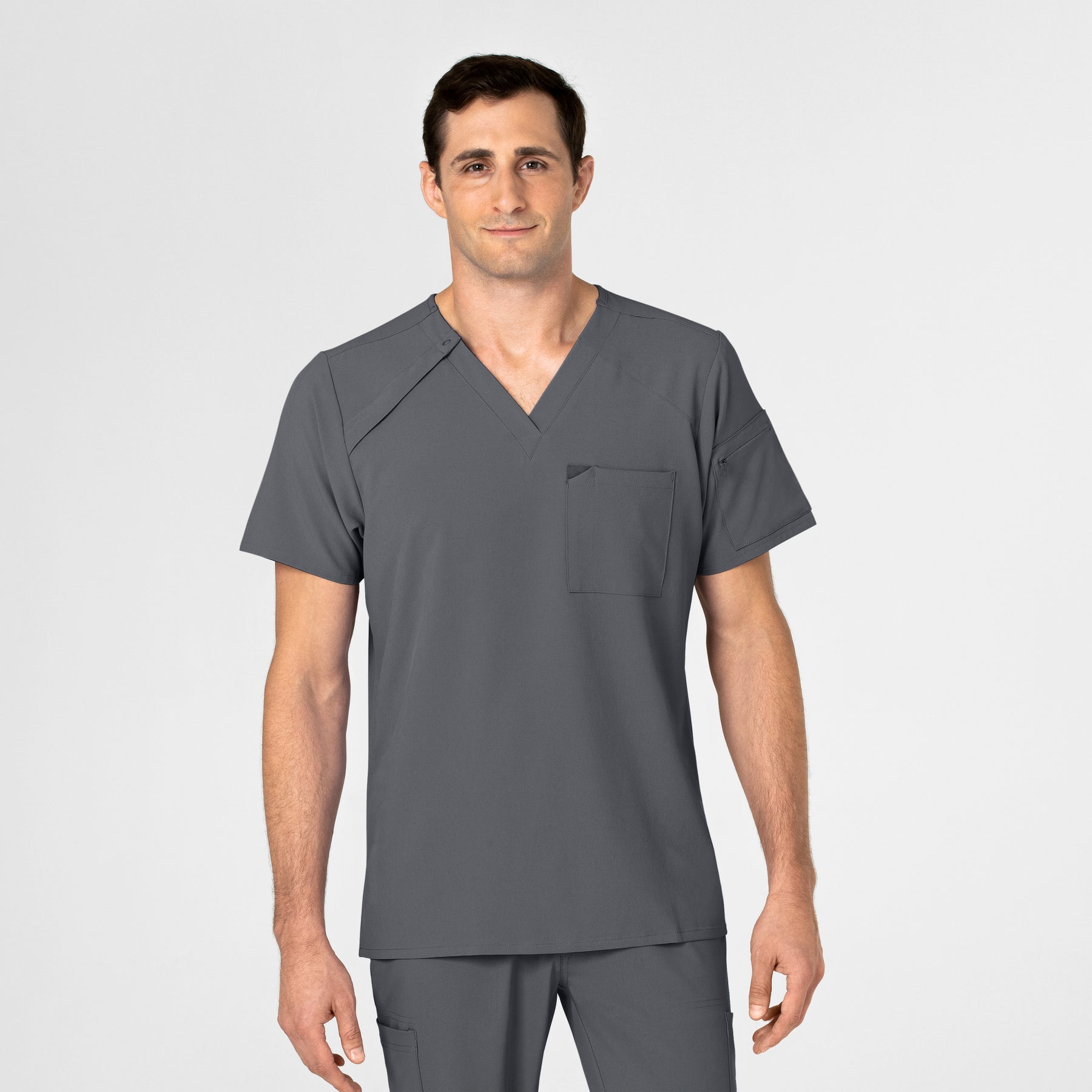 Pewter Mens EZ Zip Scrub Top