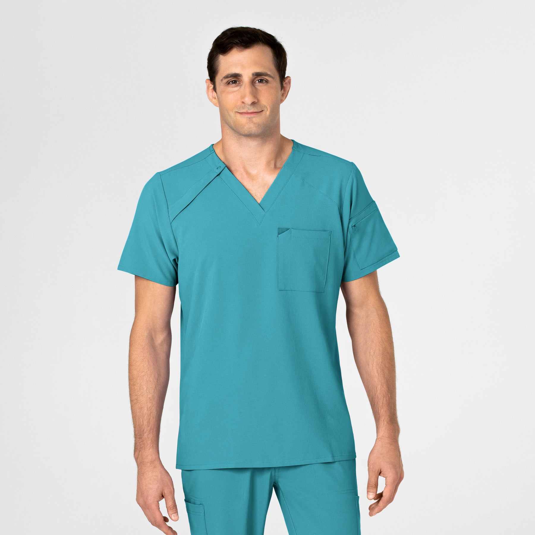 Teal Blue Mens EZ Zip Scrub Top