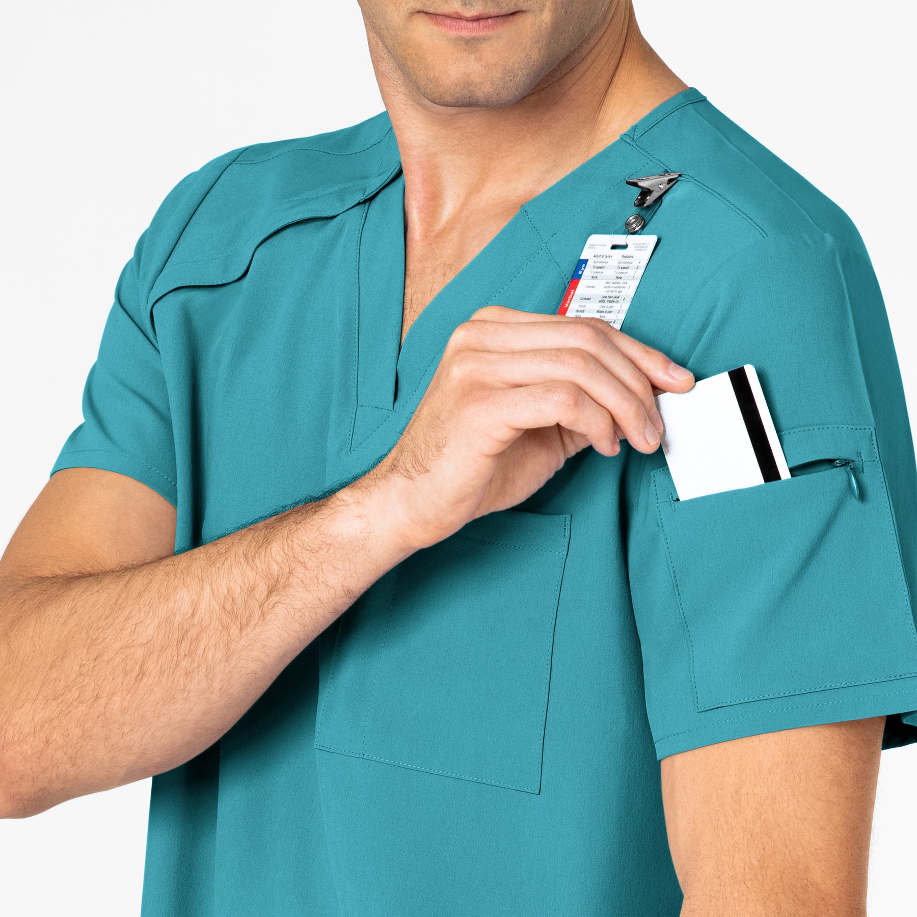 RENEW Men's EZ Zip Scrub Top - Teal Blue