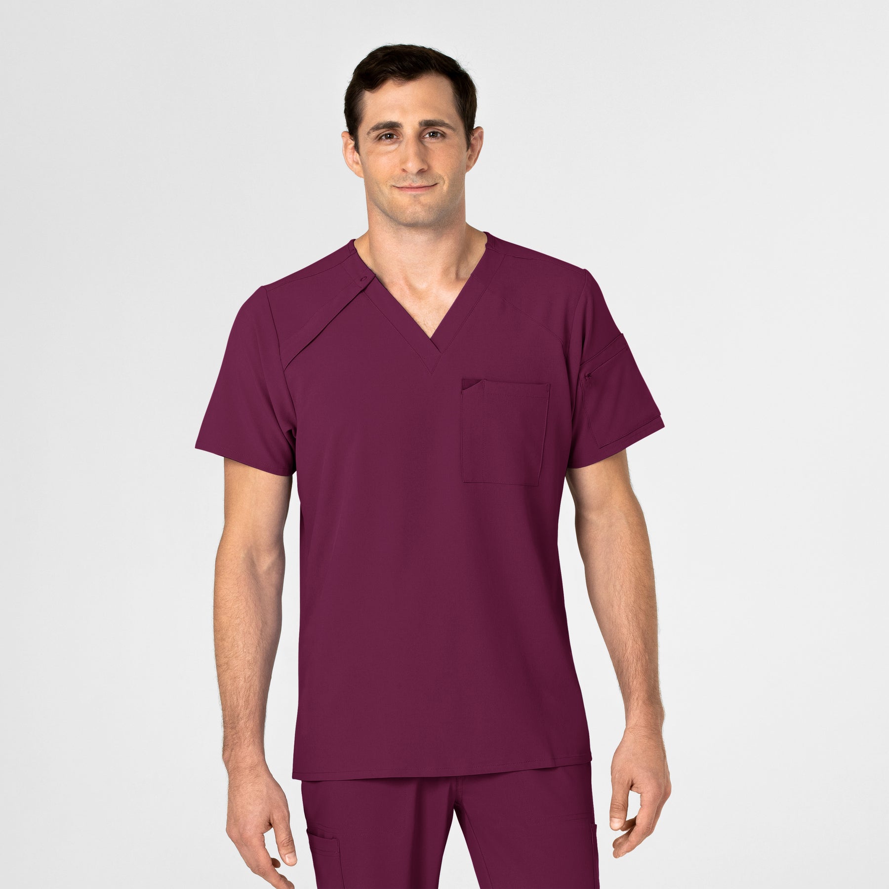 Wine Mens EZ Zip Scrub Top