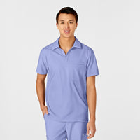 W123 Men's Collar Scrub Top - Ceil Blue