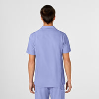 W123 Men's Collar Scrub Top - Ceil Blue