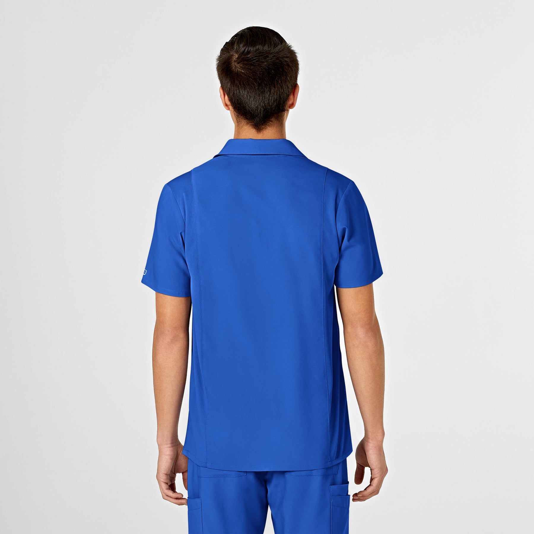 W123 Men's Collar Scrub Top - Royal