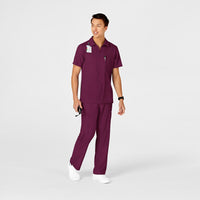 W123 Men's Collar Scrub Top - Wine