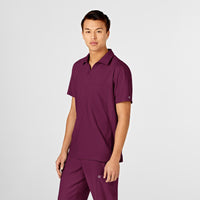 W123 Men's Collar Scrub Top - Wine