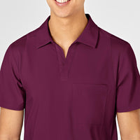 W123 Men's Collar Scrub Top - Wine