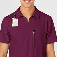 W123 Men's Collar Scrub Top - Wine