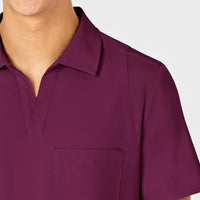 W123 Men's Collar Scrub Top - Wine