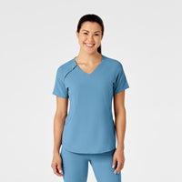 RENEW Women's Zip Accent Scrub Top - Bay Blue