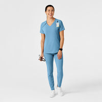 RENEW Women's Zip Accent Scrub Top - Bay Blue