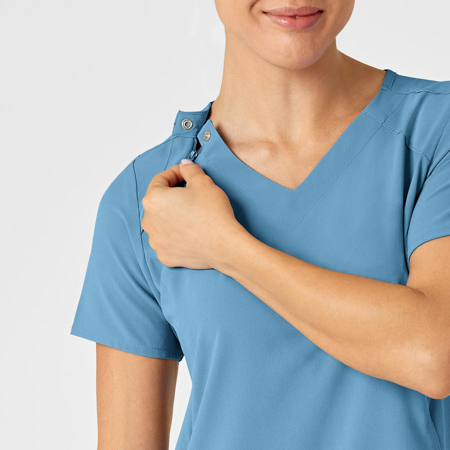 RENEW Women's Zip Accent Scrub Top - Bay Blue