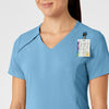 RENEW Women's Zip Accent Scrub Top - Bay Blue